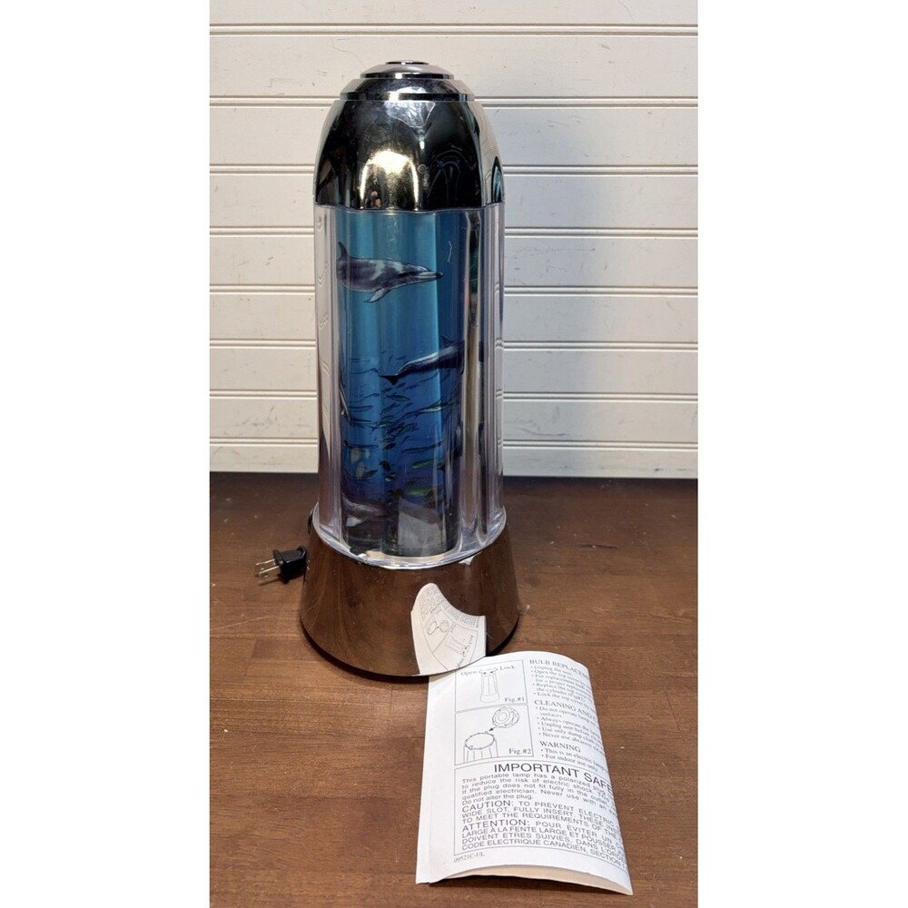 Vtg 1990's DOLPHIN Motion Lamp Night Light Rotating Fish/Ocean/Aquarium TANAKA